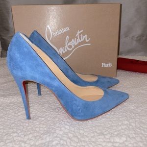 Christian Louboutin Blue New Kate 100 Veau Velours Pumps - size 36.5